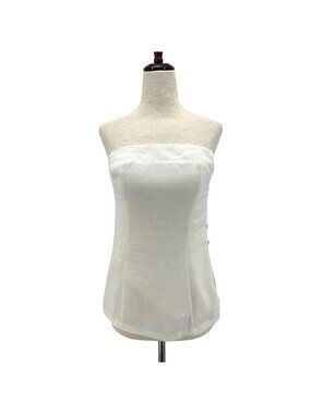 NEW Heyson Womens Small Top Linen Blend Strapless Button Lined Ivory Boho